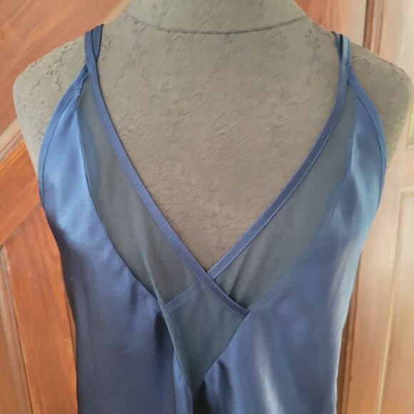 Vintage LA Intimates Slip Nightgown Chemise Medium Dark Blue Satin - Picture 2 of 6